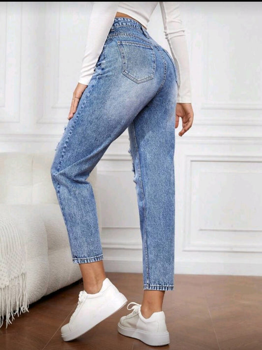 Jeans Desgastados Azul Claro