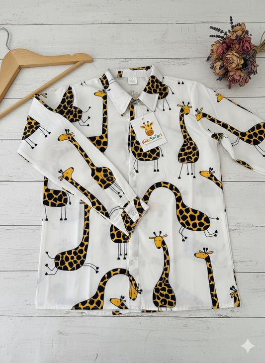 Camisa Blanca con Estampado de Jirafas - Kids Safari