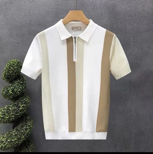Polo Hombre con Rayas Verticales y Cremallera