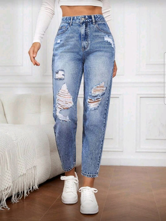 Jeans Desgastados Azul Claro