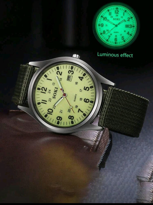Reloj Militar SOKI con Efecto Luminoso - Correa de Nylon